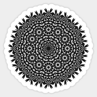 Sacred Leaf Mandala (Black) Sticker